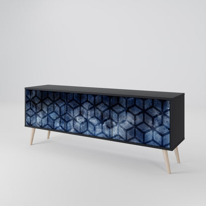 Mobile TV CUBIC MIST a 3 ante con finitura nera
