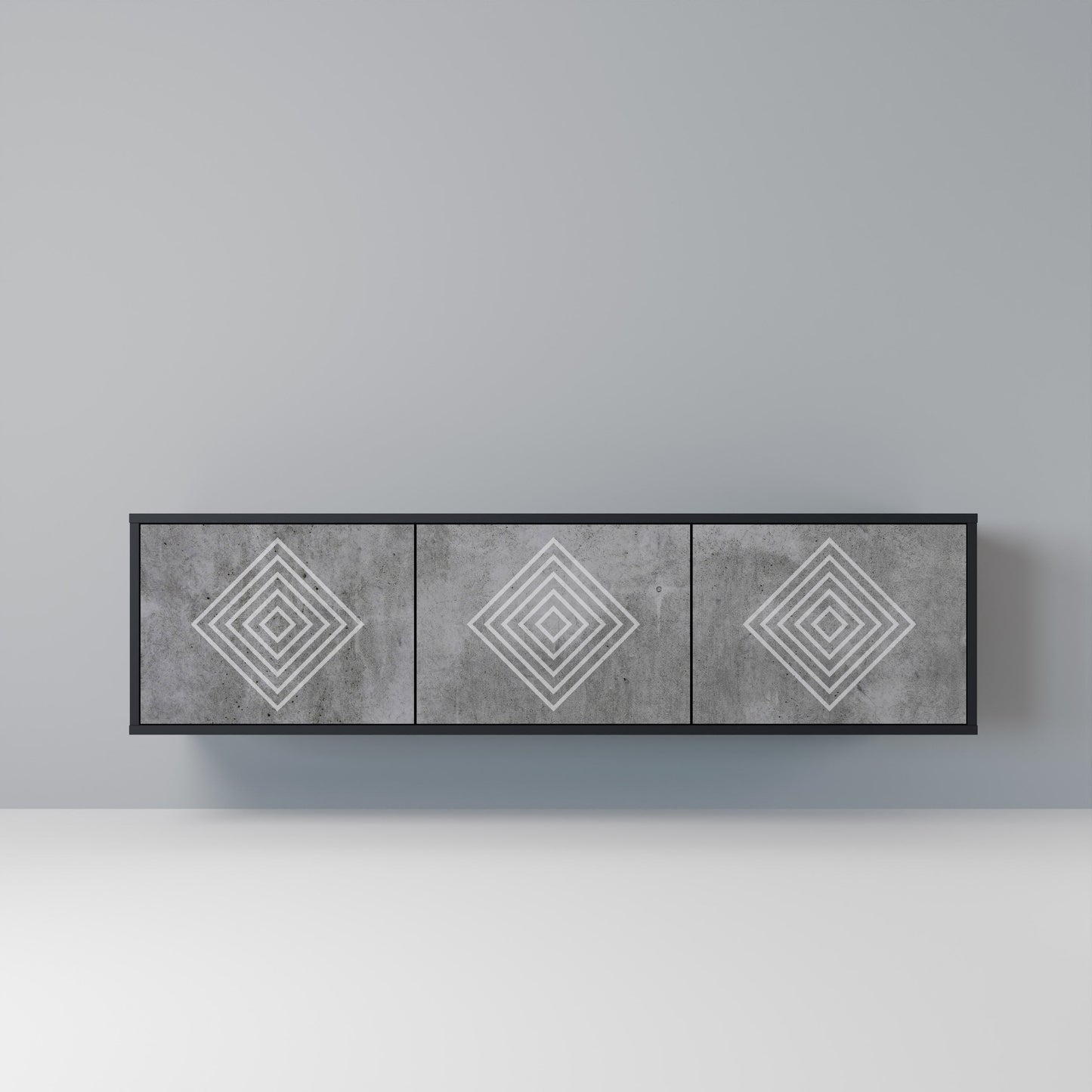 Mobile TV POLYGONAL ARTISTRY a 3 ante con finitura nera