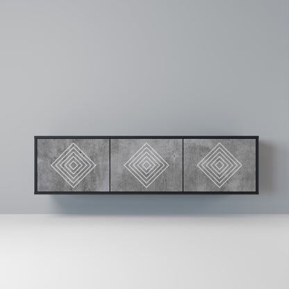 Mobile TV POLYGONAL ARTISTRY a 3 ante con finitura nera