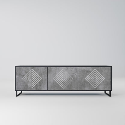 Mobile TV POLYGONAL ARTISTRY a 3 ante con finitura nera