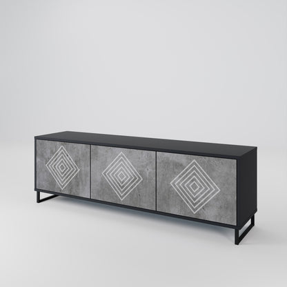 Mobile TV POLYGONAL ARTISTRY a 3 ante con finitura nera