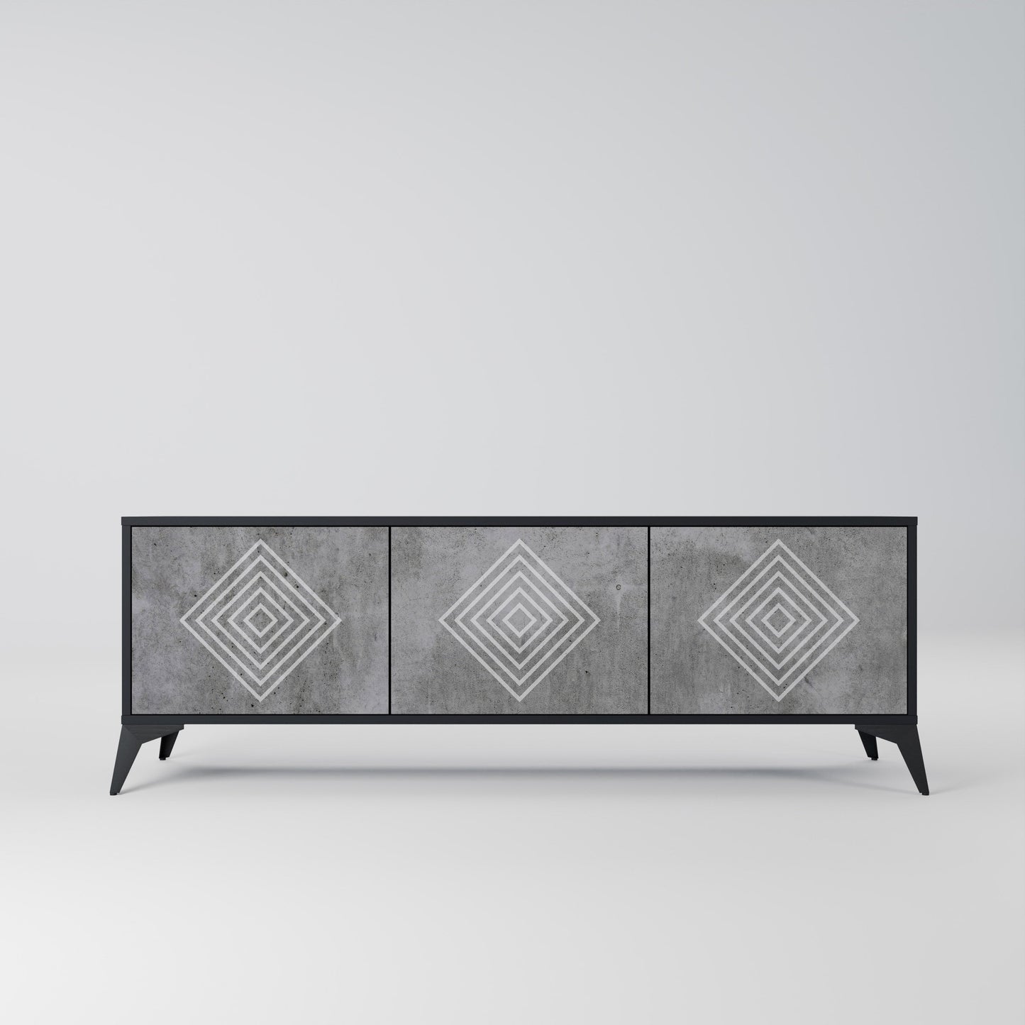 Mobile TV POLYGONAL ARTISTRY a 3 ante con finitura nera
