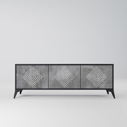 Mobile TV POLYGONAL ARTISTRY a 3 ante con finitura nera