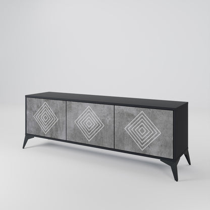 Mobile TV POLYGONAL ARTISTRY a 3 ante con finitura nera