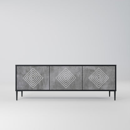 Mobile TV POLYGONAL ARTISTRY a 3 ante con finitura nera
