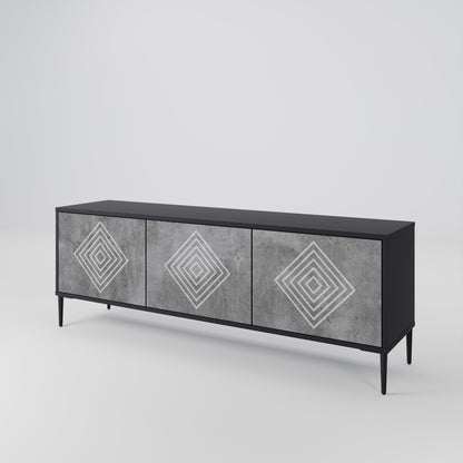 Mobile TV POLYGONAL ARTISTRY a 3 ante con finitura nera