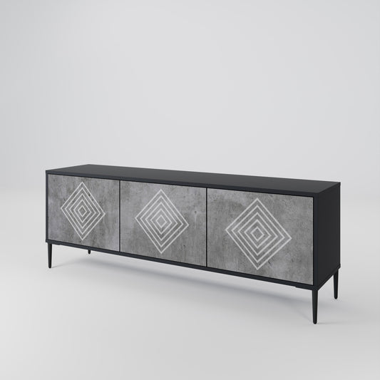 Mobile TV POLYGONAL ARTISTRY a 3 ante con finitura nera