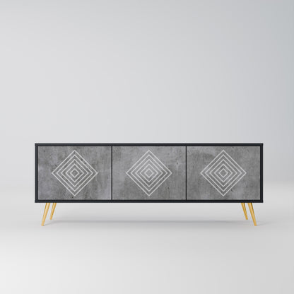 Mobile TV POLYGONAL ARTISTRY a 3 ante con finitura nera