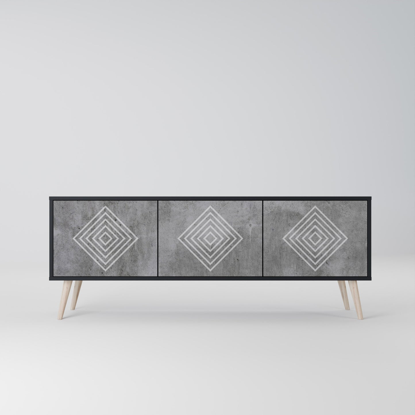 Mobile TV POLYGONAL ARTISTRY a 3 ante con finitura nera