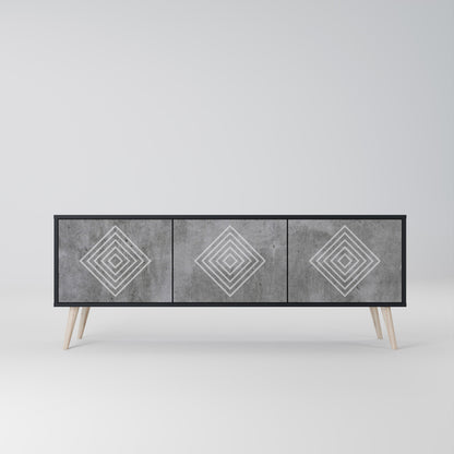 Mobile TV POLYGONAL ARTISTRY a 3 ante con finitura nera