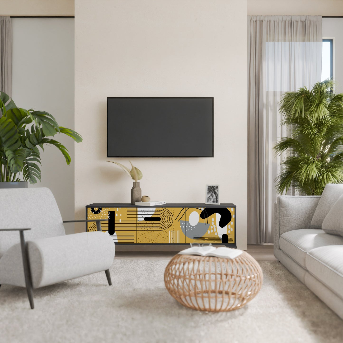 Mobile TV SHAPESHIFT SYMPHONY a 3 ante con finitura nera