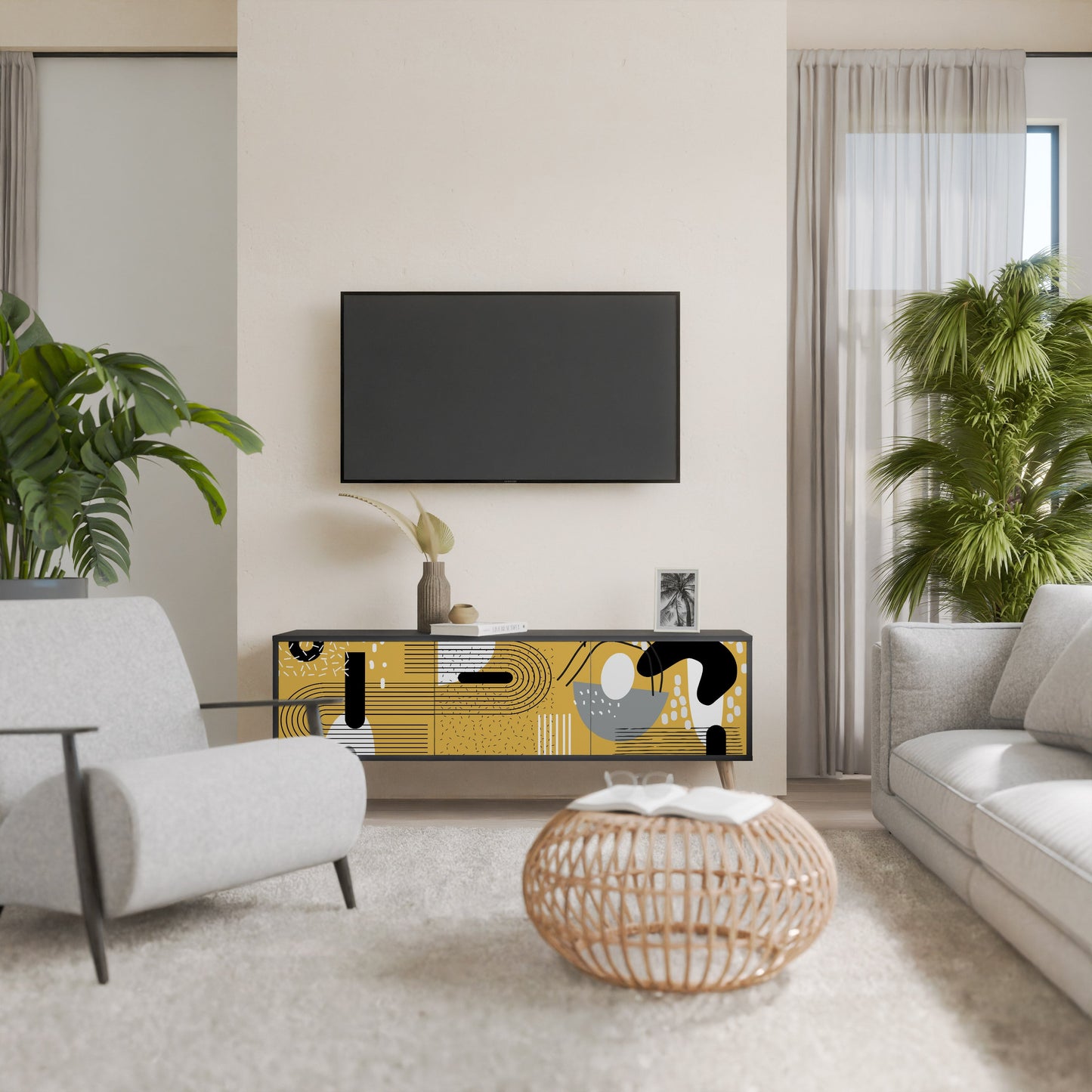 Mobile TV SHAPESHIFT SYMPHONY a 3 ante con finitura nera
