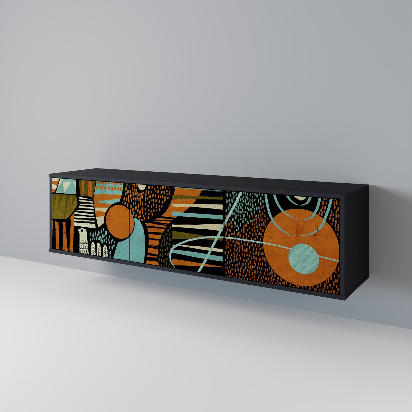 Mobile TV GEODE GLIMMER a 3 ante con finitura nera
