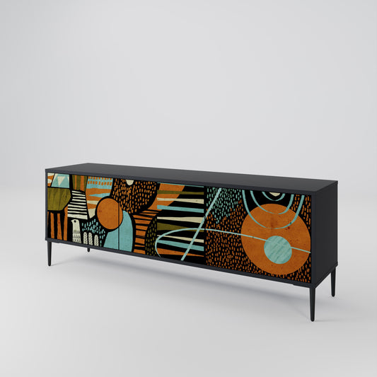 Mobile TV GEODE GLIMMER a 3 ante con finitura nera