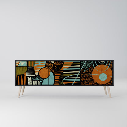 Mobile TV GEODE GLIMMER a 3 ante con finitura nera