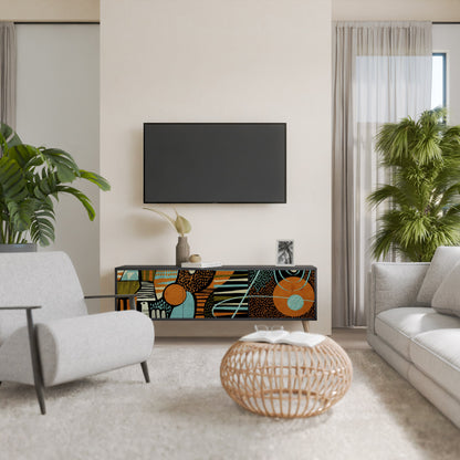 Mobile TV GEODE GLIMMER a 3 ante con finitura nera
