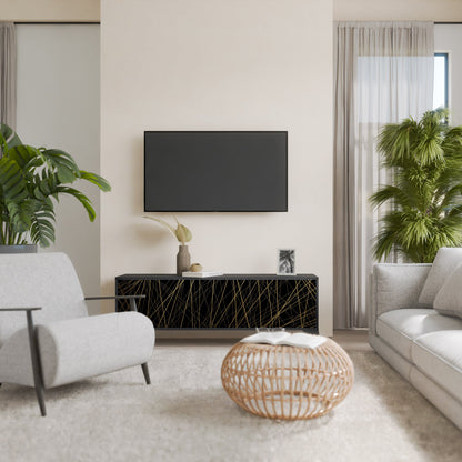 Mobile TV BRIGHT MESH a 3 ante con finitura nera