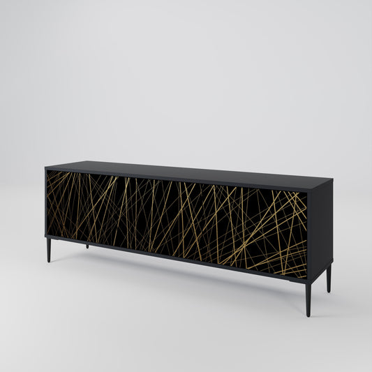 Mobile TV BRIGHT MESH a 3 ante con finitura nera