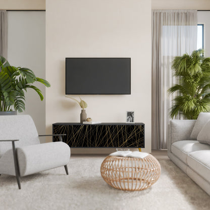 Mobile TV BRIGHT MESH a 3 ante con finitura nera