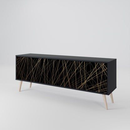 Mobile TV BRIGHT MESH a 3 ante con finitura nera