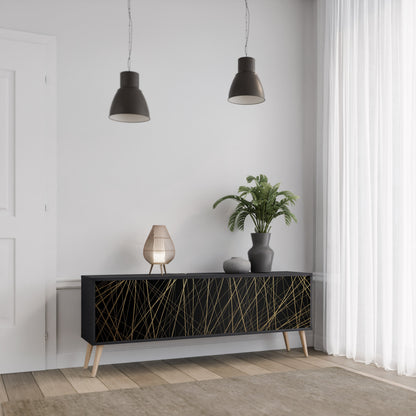 Mobile TV BRIGHT MESH a 3 ante con finitura nera