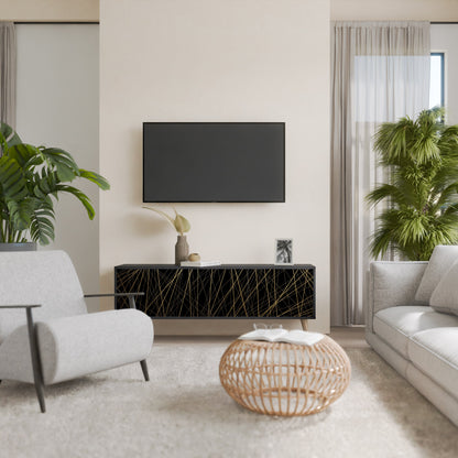 Mobile TV BRIGHT MESH a 3 ante con finitura nera