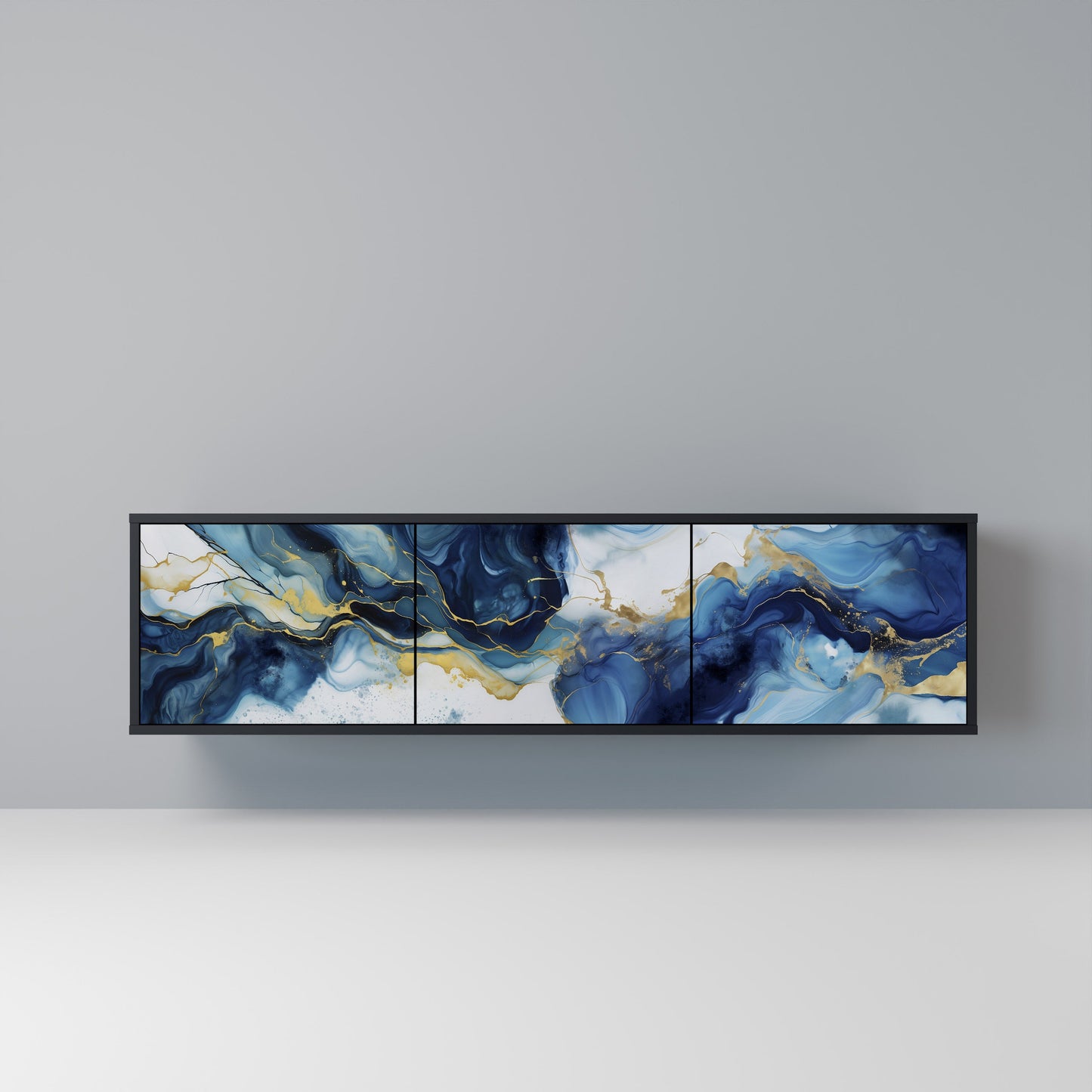 Mobile TV INKY MARBLE a 3 ante con finitura nera