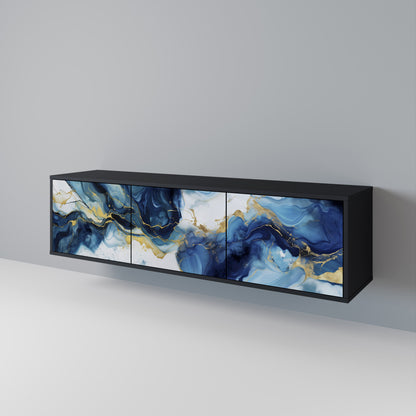 Mobile TV INKY MARBLE a 3 ante con finitura nera