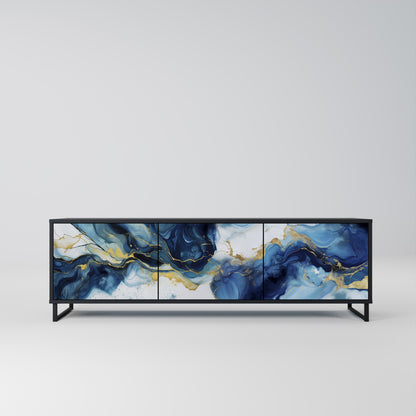 Mobile TV INKY MARBLE a 3 ante con finitura nera
