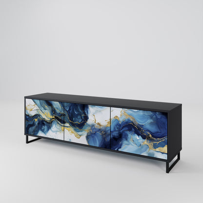 Mobile TV INKY MARBLE a 3 ante con finitura nera