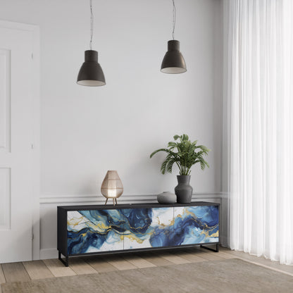 Mobile TV INKY MARBLE a 3 ante con finitura nera