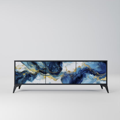 Mobile TV INKY MARBLE a 3 ante con finitura nera