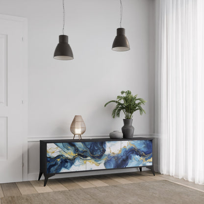 Mobile TV INKY MARBLE a 3 ante con finitura nera