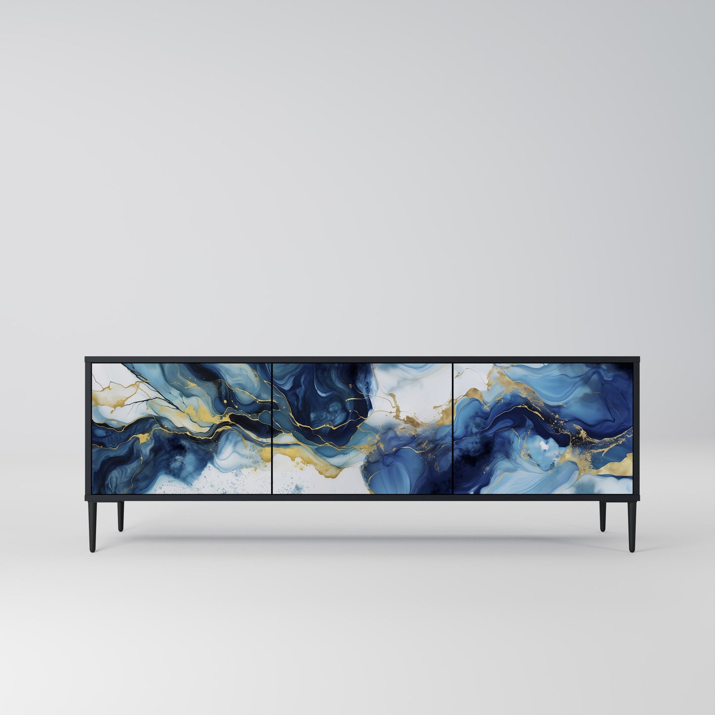 Mobile TV INKY MARBLE a 3 ante con finitura nera