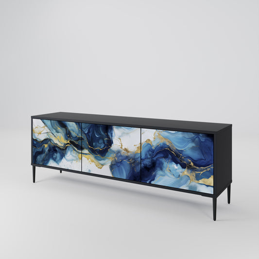 Mobile TV INKY MARBLE a 3 ante con finitura nera
