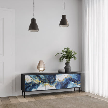 Mobile TV INKY MARBLE a 3 ante con finitura nera