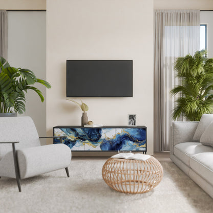 Mobile TV INKY MARBLE a 3 ante con finitura nera