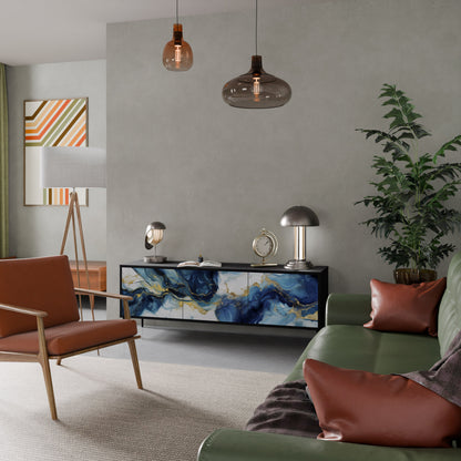 Mobile TV INKY MARBLE a 3 ante con finitura nera