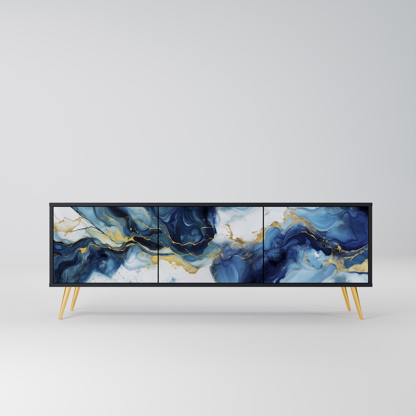 Mobile TV INKY MARBLE a 3 ante con finitura nera
