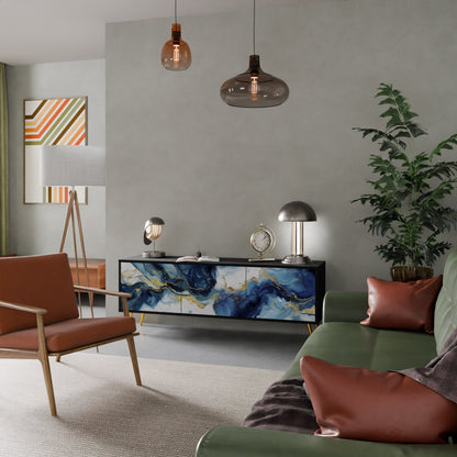 Mobile TV INKY MARBLE a 3 ante con finitura nera