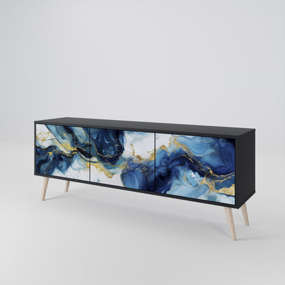 Mobile TV INKY MARBLE a 3 ante con finitura nera