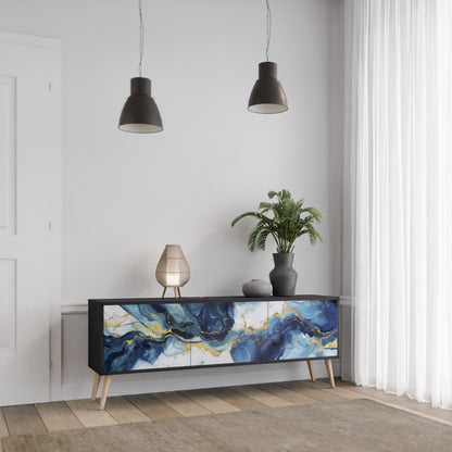 Mobile TV INKY MARBLE a 3 ante con finitura nera