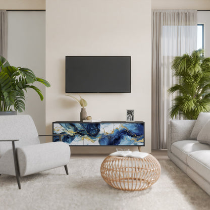 Mobile TV INKY MARBLE a 3 ante con finitura nera