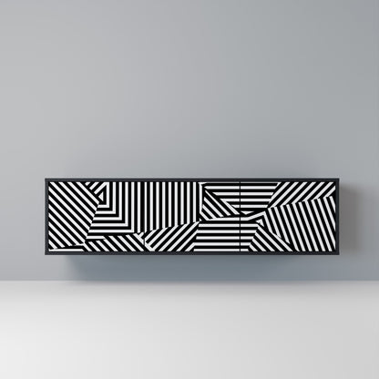 Mobile TV ILLUSIONARY LATTICE a 3 ante con finitura nera