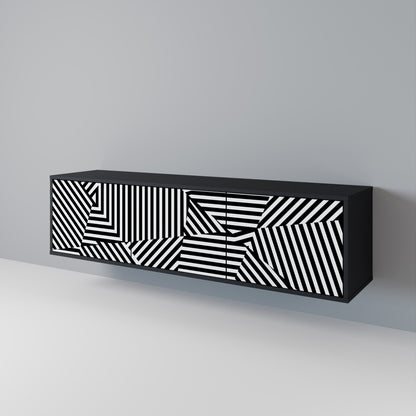 Mobile TV ILLUSIONARY LATTICE a 3 ante con finitura nera