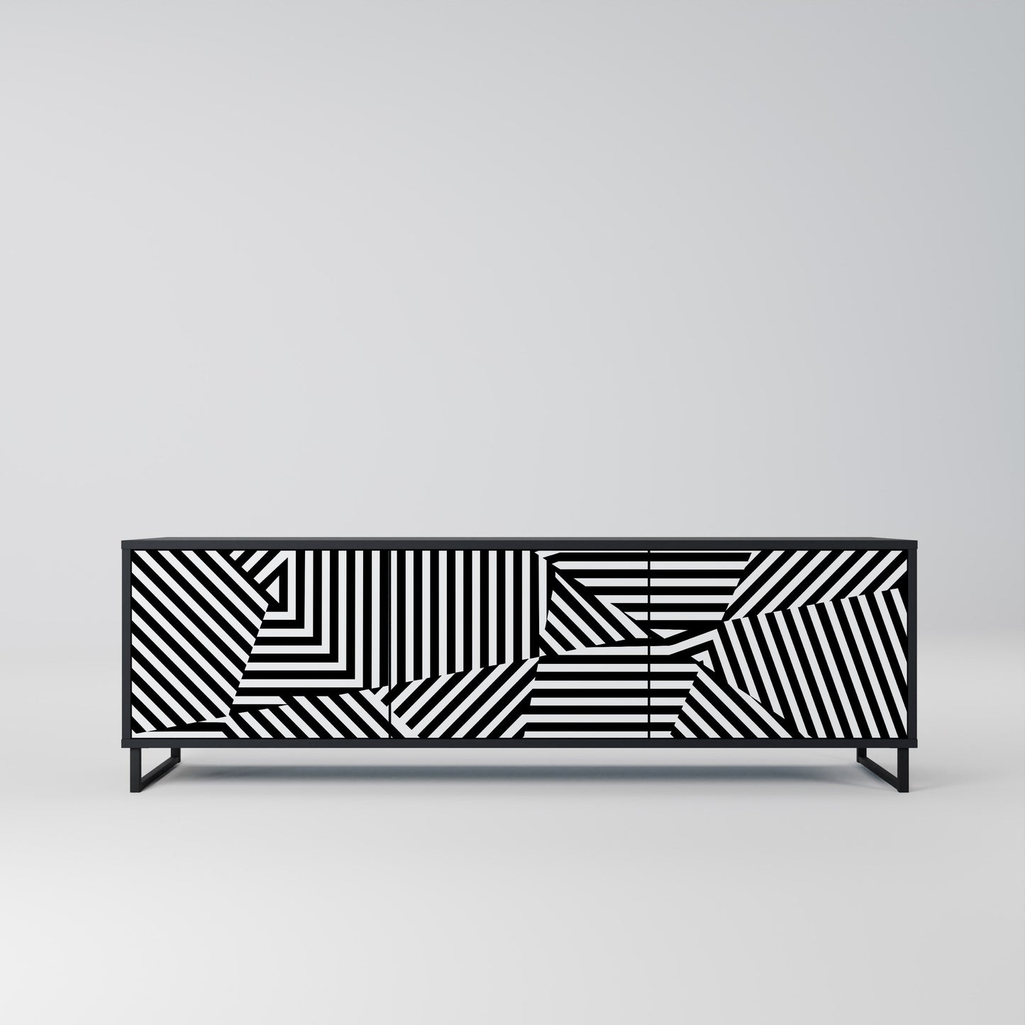 Mobile TV ILLUSIONARY LATTICE a 3 ante con finitura nera