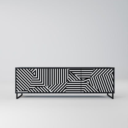 Mobile TV ILLUSIONARY LATTICE a 3 ante con finitura nera