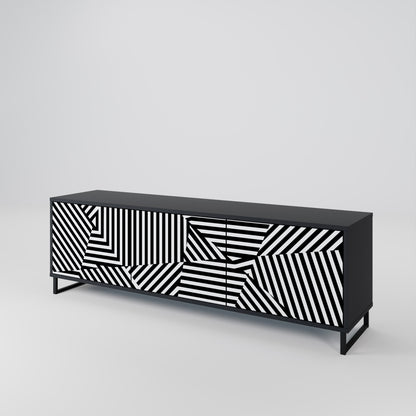 Mobile TV ILLUSIONARY LATTICE a 3 ante con finitura nera