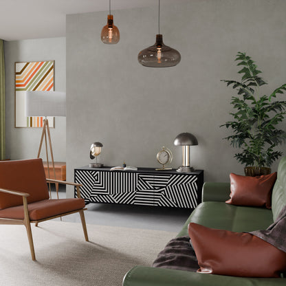 Mobile TV ILLUSIONARY LATTICE a 3 ante con finitura nera