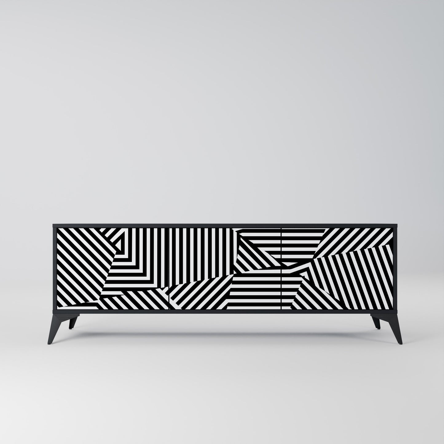 Mobile TV ILLUSIONARY LATTICE a 3 ante con finitura nera